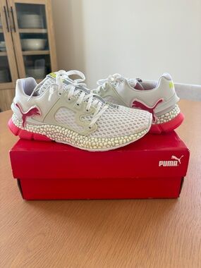 Puma White Athletic Sneakers with Pink Accents
